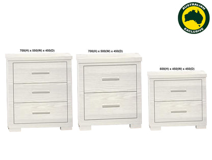 LONDON / RUSTICED (AUSSIE MADE) BEDSIDE TABLE COLLECTION - ASSORTED STAINED COLOURS - STARTING FROM $399