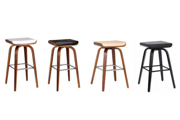 LUCCA BENTWOOD LEATHERETTE BAR STOOL - SEAT: 700(H) - ASSORTED COLOURS