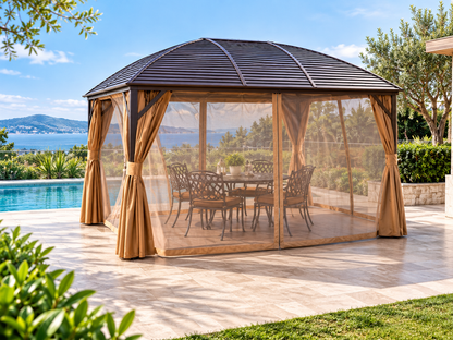 3x4M Luxury Aluminium Outdoor Gazebo with Mosquito Net – Modern Patio & Garden Pavilion