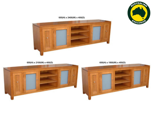 Lydia (AUSSIE MADE) Lowline TV Unit Collection - Tassie Oak Combination - Assorted Stained Colours