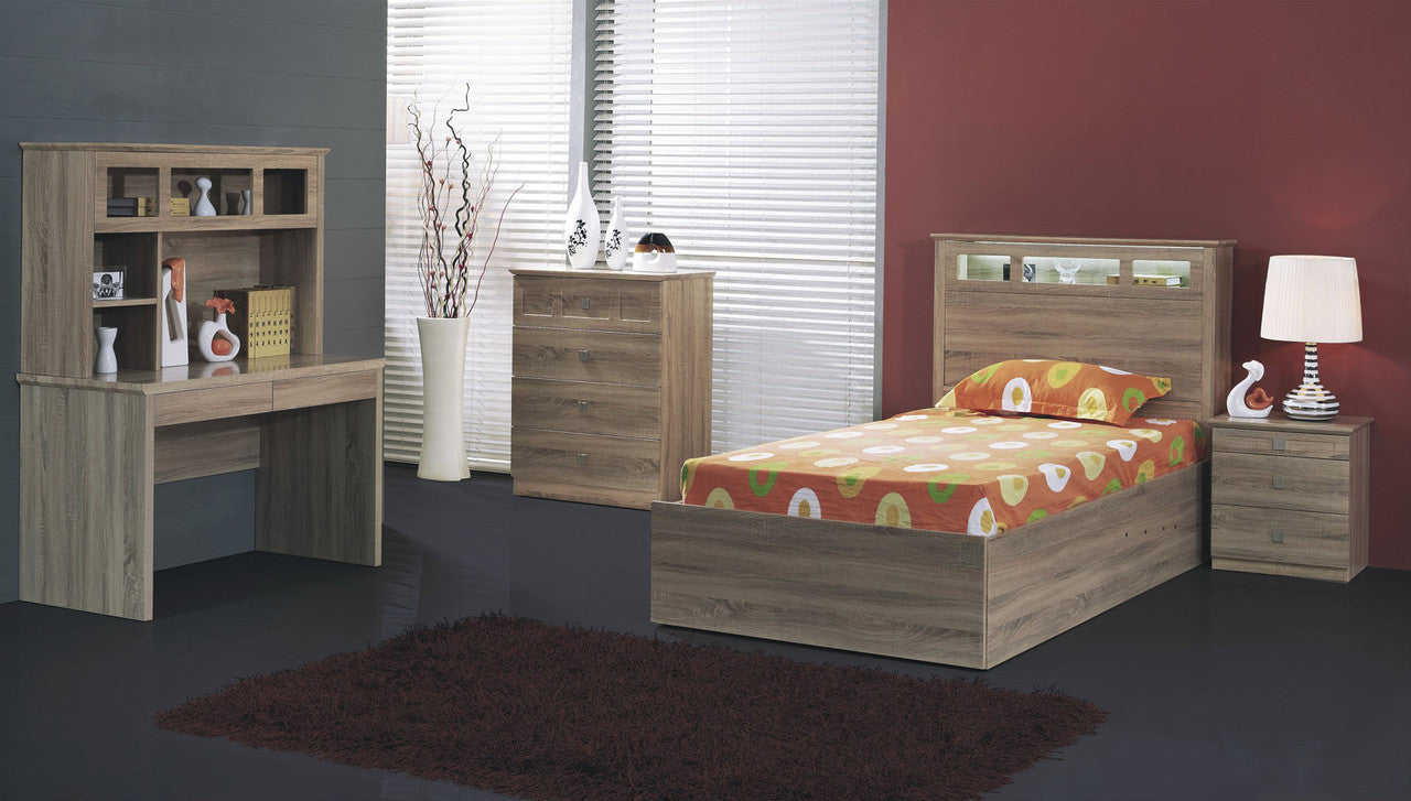 CROYDON STUDY DESK WITH BOOKCASE - 1200(W) x 580(D) - WASHED OAK