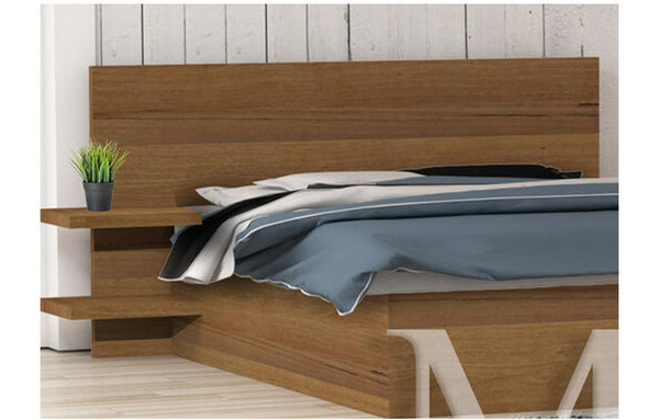 MADRID (AUSSIE MADE) BEDHEAD ONLY WITH 4 FLOATING SHELVES - ASSORTED STAINED COLOURS - TASSIE OAK COMBINATION - STARTING FROM $999