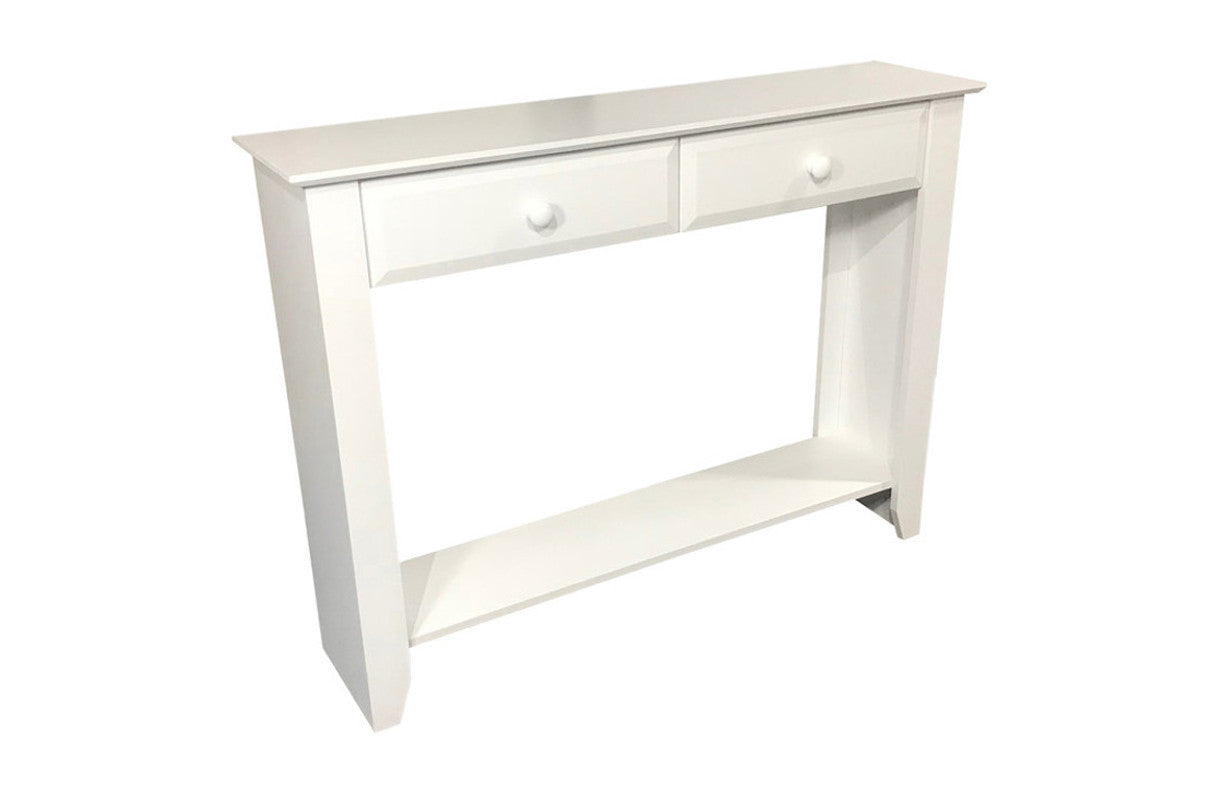 Manilla (AUSSIE MADE) Hall Table / Console With 2 Drawers & Magazine Rack - 900(H) X 1200(W) - White, Antique White, Whitewash & Brushed Colours
