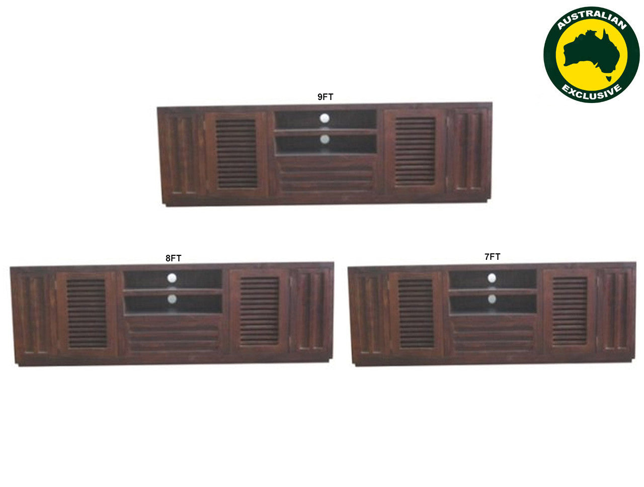MANLY (AUSSIE MADE) TV UNIT WITH TWIN PULLOUTS COLLECTION - ASSORTED STAINED COLOURS - STARTING FROM $1399