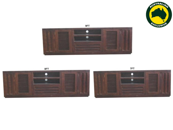 MANLY (AUSSIE MADE) TV UNIT WITH TWIN PULLOUTS COLLECTION - ASSORTED STAINED COLOURS - STARTING FROM $1399