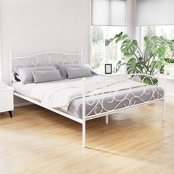 QUEEN GRETEL METAL BED - WHITE