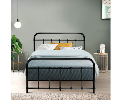 KING SINGLE VENELOPE METAL BED - BLACK