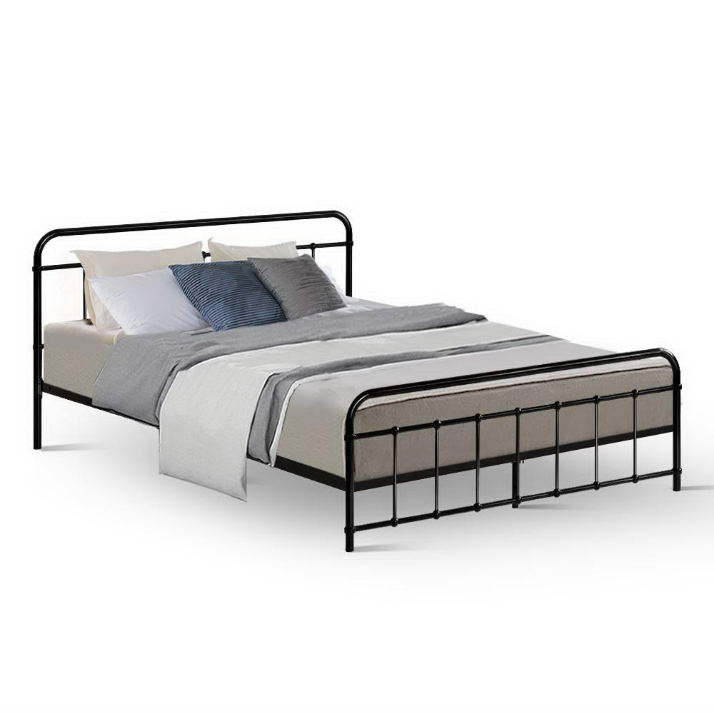 QUEEN BADGER METAL BED - BLACK