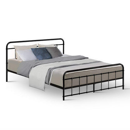 QUEEN BADGER METAL BED - BLACK