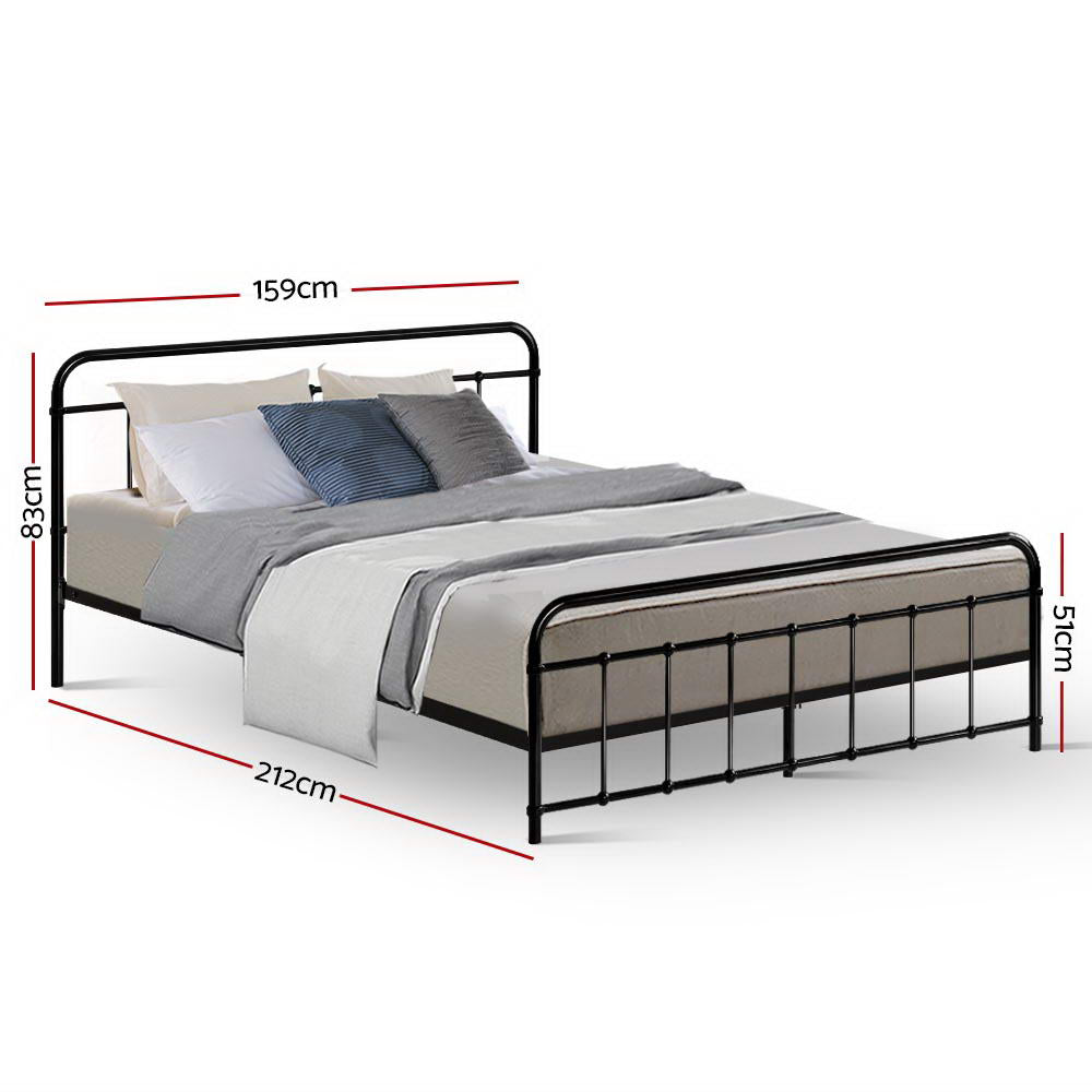 QUEEN BADGER METAL BED - BLACK
