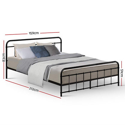 QUEEN BADGER METAL BED - BLACK