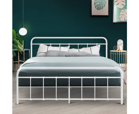 Queen Venelope Metal Bed - White