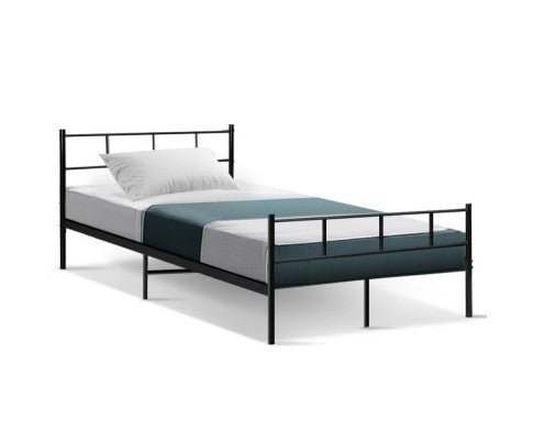 KING SINGLE MARLO METAL BED - BLACK