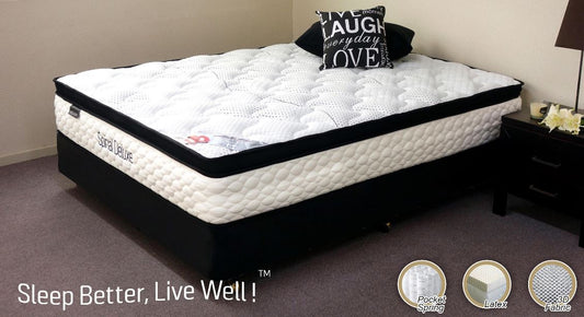 QUEEN SPINAL DELUXE ENSEMBLE (MATTRESS & BASE) WITH (SWB) BODY CARE BASE (NOT AS PICTURED) - MEDIUM