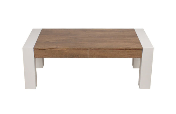 MEGAN COFFEE TABLE -  1205(W) X 580(D) -   ANTIQUE OAK / HI GLOSS WHITE