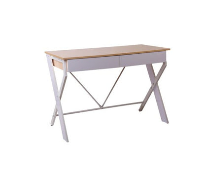 METANG OFFICE DESK WITH 2 DRAWERS - WHITE & OAK