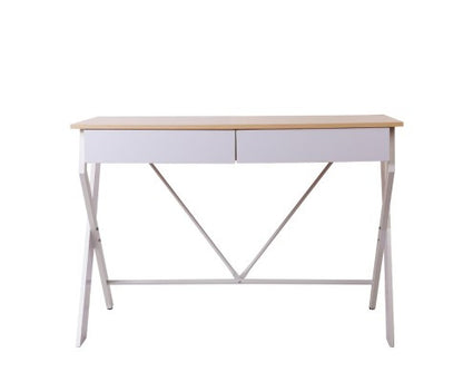 METANG OFFICE DESK WITH 2 DRAWERS - WHITE & OAK