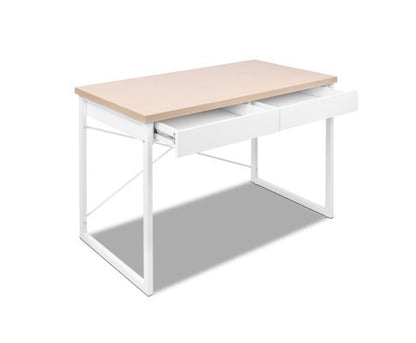 MET COMPUTER DESK WITH DRAWERS - 1000(W) x 550(D) - WHITE / OAK