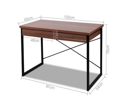 MET   COMPUTER DESK WITH DRAWER   1000(W) -  WALNUT