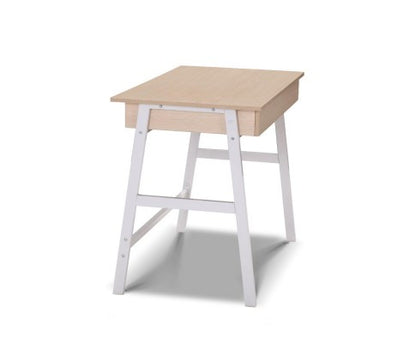 DECKO COMPUTER DESK WITH 2 DRAWERS - 1000(W) x 550(D) - WHITE METAL / OAK TOP