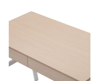 DECKO COMPUTER DESK WITH 2 DRAWERS - 1000(W) x 550(D) - WHITE METAL / OAK TOP