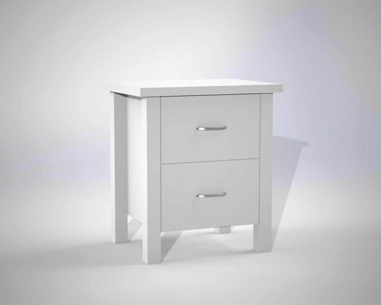 Alodia (AUSSIE MADE) 2 Drawer Bedside Table - 595(H) X 550(W) X 395(D) - Assorted Colours