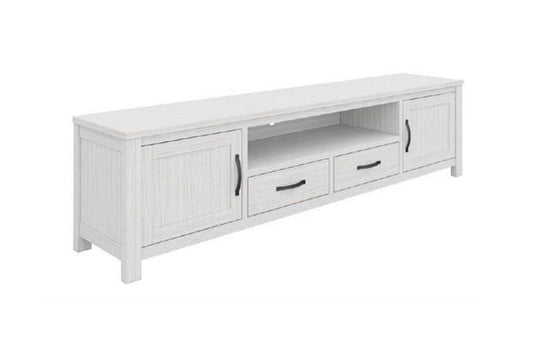 MILDRED ENTERTAINMENT UNIT WITH 2 DOORS /  2  DRAWERS (6-12-15-9-14-1) - 555(H) x 2160(W) - WHITE WASH