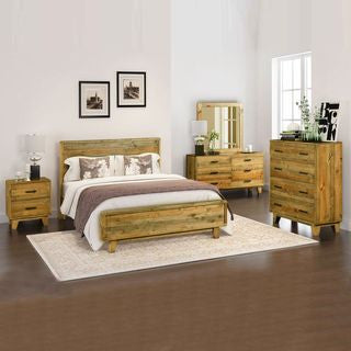 MALONE DOUBLE OR QUEEN 6 PIECE (THE LOT) BEDROOM SUITE -  LIGHT BROWN