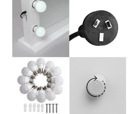 SAMPSON MAKE UP MIRROR WITH LED LIGHTS - WHITE