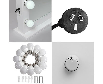 SAMPSON MAKE UP MIRROR WITH LED LIGHTS - WHITE