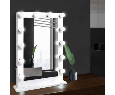SAMPSON MAKE UP MIRROR WITH LED LIGHTS - WHITE