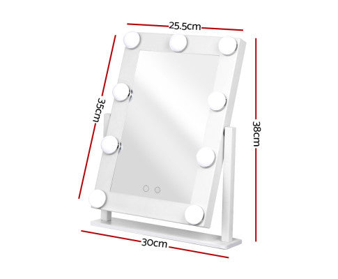 FORTNER STANDING MAKE UP MIRROR WITH LED LIGHTS - WHITE