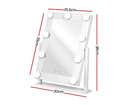 FORTNER STANDING MAKE UP MIRROR WITH LED LIGHTS - WHITE