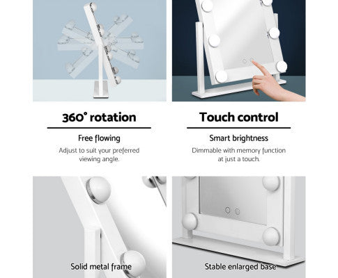 FORTNER STANDING MAKE UP MIRROR WITH LED LIGHTS - WHITE