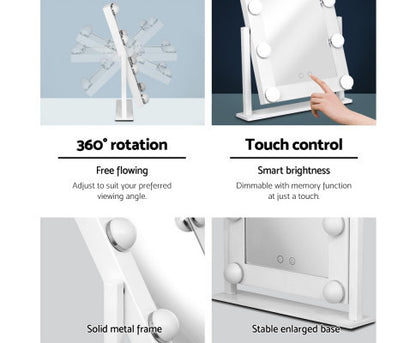 FORTNER STANDING MAKE UP MIRROR WITH LED LIGHTS - WHITE