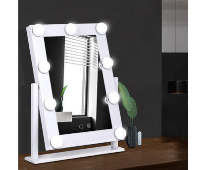 FORTNER STANDING MAKE UP MIRROR WITH LED LIGHTS - WHITE