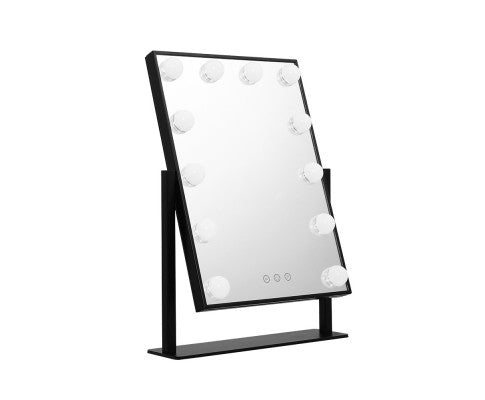 FORTNER STANDING MAKE UP MIRROR WITH LED LIGHTS - BLACK