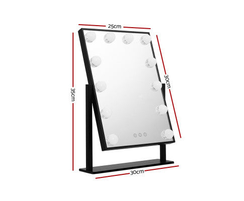 FORTNER STANDING MAKE UP MIRROR WITH LED LIGHTS - BLACK