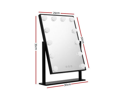 FORTNER STANDING MAKE UP MIRROR WITH LED LIGHTS - BLACK