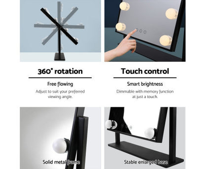 FORTNER STANDING MAKE UP MIRROR WITH LED LIGHTS - BLACK