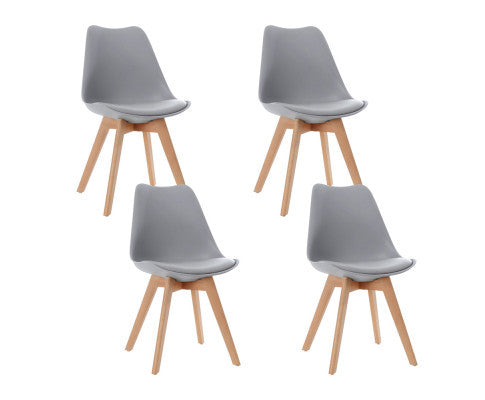 VEREDY (SET OF 4) PU PADDED DINING CHAIR - GREY