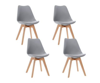VEREDY (SET OF 4) PU PADDED DINING CHAIR - GREY