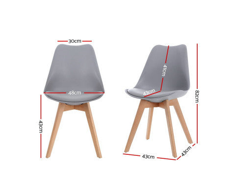 VEREDY (SET OF 4) PU PADDED DINING CHAIR - GREY