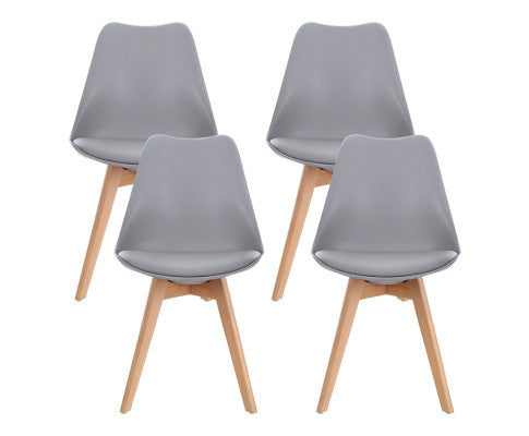 VEREDY (SET OF 4) PU PADDED DINING CHAIR - GREY