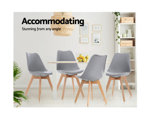 VEREDY (SET OF 4) PU PADDED DINING CHAIR - GREY
