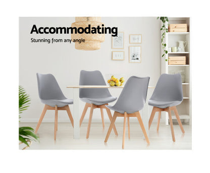 VEREDY (SET OF 4) PU PADDED DINING CHAIR - GREY