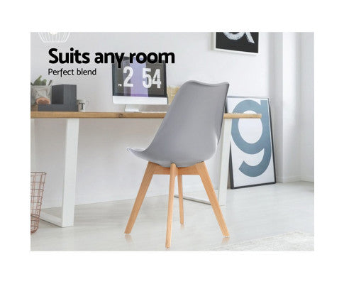 VEREDY (SET OF 4) PU PADDED DINING CHAIR - GREY