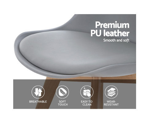 VEREDY (SET OF 4) PU PADDED DINING CHAIR - GREY