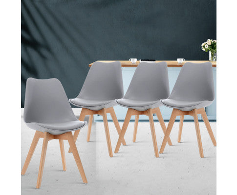 VEREDY (SET OF 4) PU PADDED DINING CHAIR - GREY