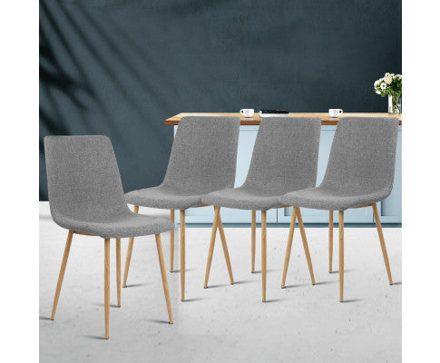 BELLAMY (SET OF 4) FABRIC DINING CHAIR - LIGHT GREY